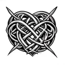 Celtic love knot intertwined tattoo design idea