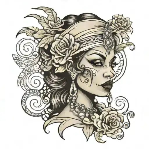 New Orleans voodoo women tattoo design idea