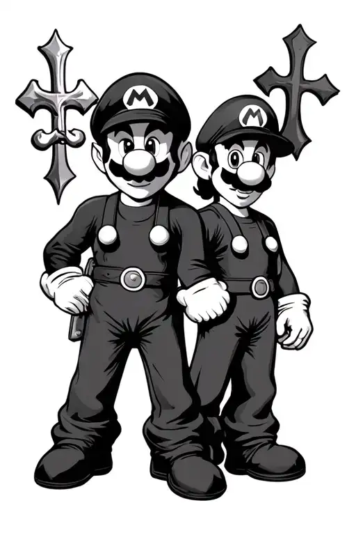 mario and luigi boondock saints tattoo design idea