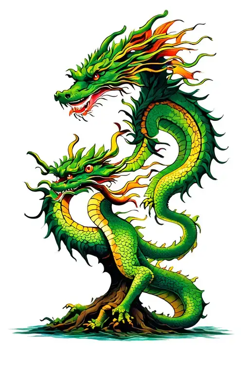 Chinese money tree with a dragon incorporated tattoo design idea