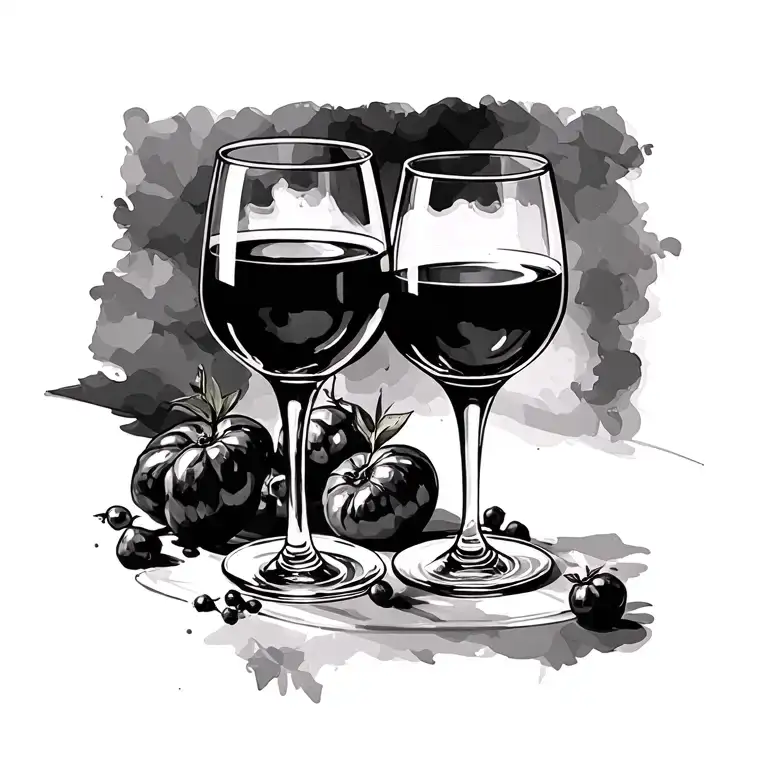 2 glass of Porto Wine which knocked out tattoo design idea