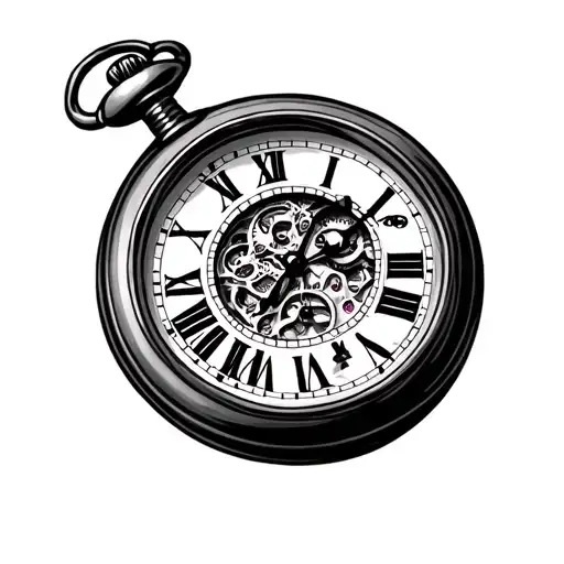 Open Pocket Watch tattoo design idea