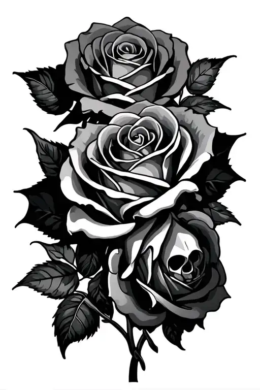 memento mori roses intertwined tattoo design idea