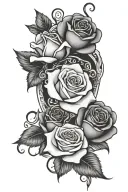 scroll,roses and respect the past crest the future   tattoo design idea