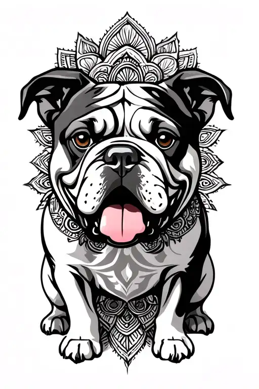 bulldog mandala geometric pattern tattoo design idea