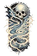 An abstract design of electrical currents flowing through a digital landscape tattoo design idea