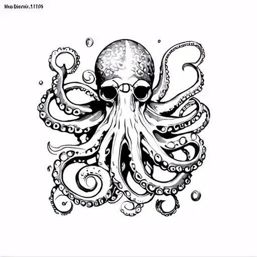 Poseidon, ship, octopus, scuba diver tattoo design idea