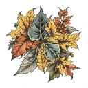 fall leaves tattoo design idea