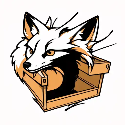 "Fox Box" made into the outline of a fox tattoo design idea