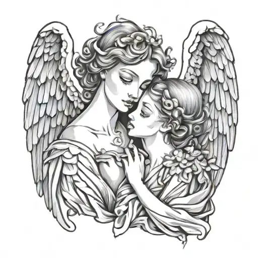 angels whispering my ears tattoo design idea
