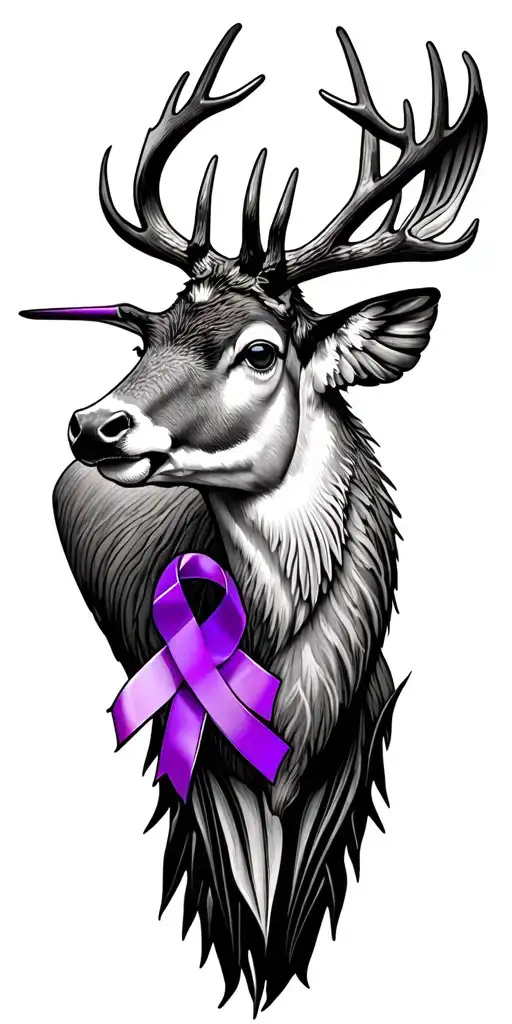 dodge ram truck, purple cervical cancer survivor, hummingbird, hunting deer tattoo design idea