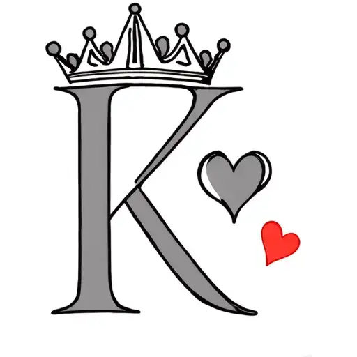 K with a crown and a heart  tattoo design idea