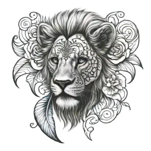 lion sugar skull tattoo design idea