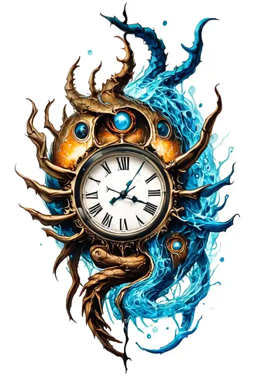 Broken time, uroboros tattoo design idea