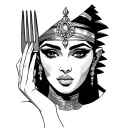sexy cleopatra using her hand in a fork tattoo design idea