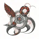 red thread passing through chaos symbol tattoo design idea