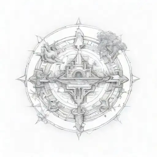 Incorporate ancient Sumerian symbols into a tattoo inspired by the Hanging Gardens of Babylon tattoo design idea