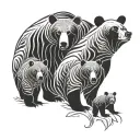 bear family with big bear, medium bear and small bear. underneath all of the bears are are dates 8.12.98. 08.22 8.10.24 tattoo design idea