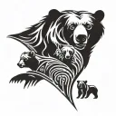 bear family with big bear, medium bear and small bear. underneath all of the bears are are dates 8.12.98. 08.22 8.10.24 tattoo design idea