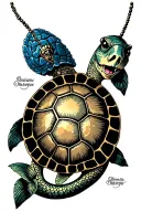Navy shellback turtle shell and mermaids  tattoo design idea