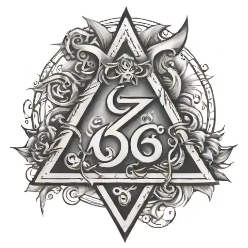 triangle 666 number tattoo design idea