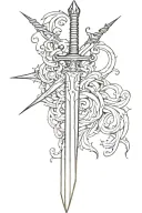 simple glowing sword tattoo design idea