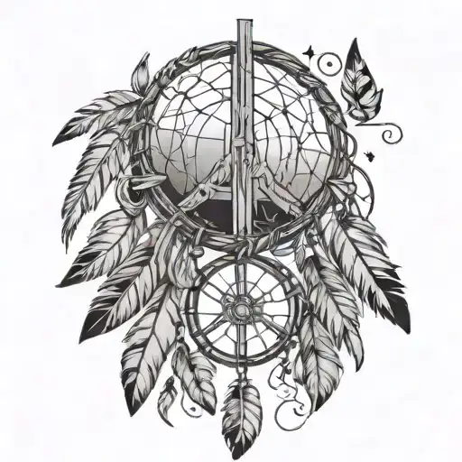 good vibes, peace sign dream catcher, family tattoo design idea