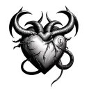heart with horns and tail devil, and venus symbol incorporated  tattoo design idea