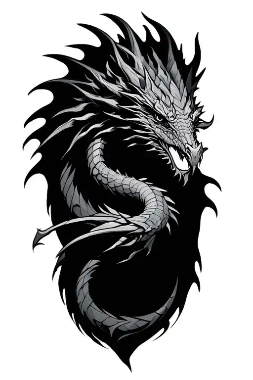 norse mythology dragon wrapped tattoo design idea