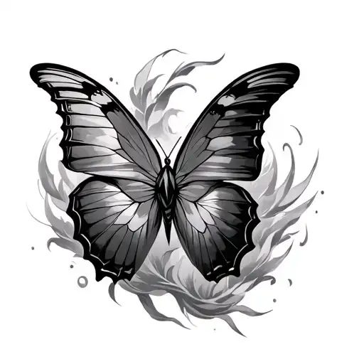 morpho Menelaus flying away tattoo design idea