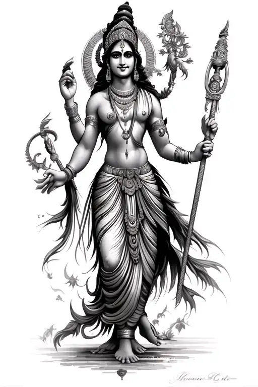 Krishna leading Arjuna tattoo design idea