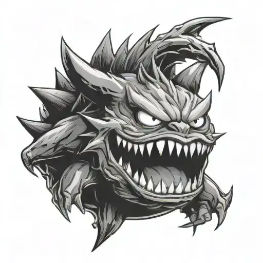 gengar ghost emerging tattoo design idea