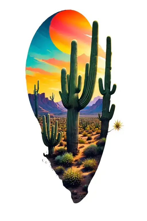 Arizona desert landscape tattoo design idea