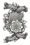 Sleek arm sleeve with neat line detail and easily distinguishable. Cool but timeless look with nothing “basic” and theme tattoo design idea