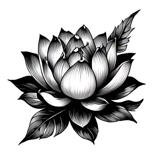 traditional lotus flower decal tattoo design idea