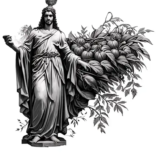 god of the harvest ceres standing full length Romanesque style  tattoo design idea