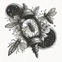 a lamp with fireflies around it tattoo design idea
