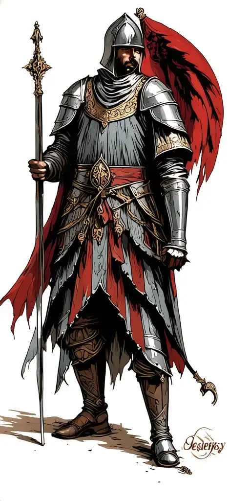 medieval soldier tattoo design idea