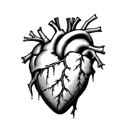 three times Broken human heart tattoo design idea