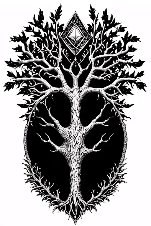 Tree of life druid outer diamond tattoo design idea