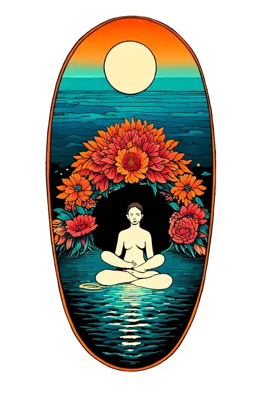 path to mindfulness motif tattoo design idea