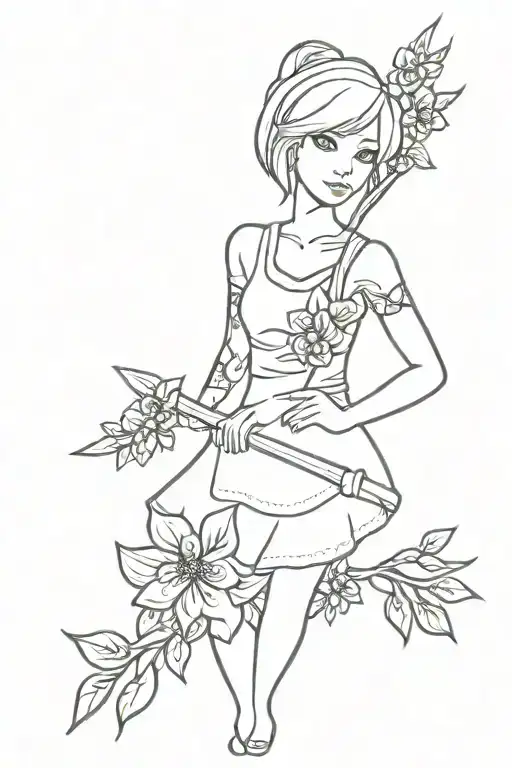 hatchet man, floral, girly tattoo tattoo design idea