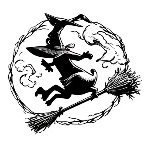 Scooby doo flying a witches broom chasing after a goose  tattoo design idea