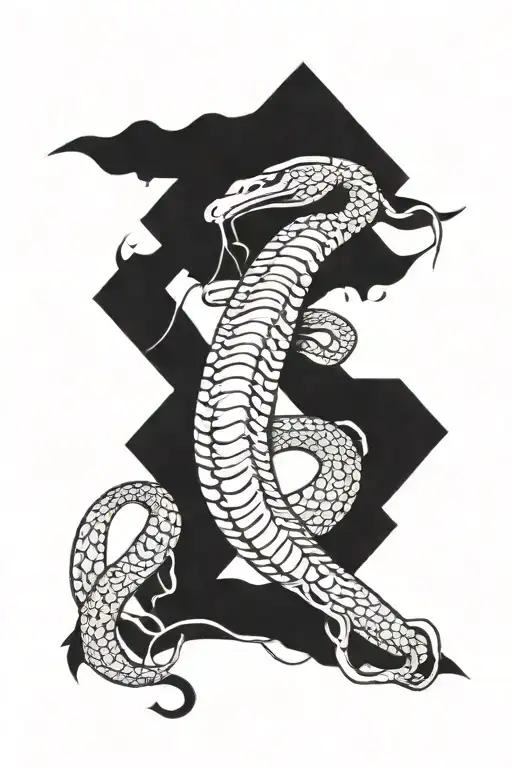 japanese snake wrapped with samurai warrior tattoo design idea