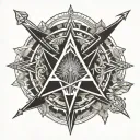 virgo pisces scorpio sagitarius sun and arrow tattoo design idea