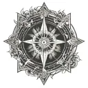 virgo pisces scorpio sagitarius sun and arrow tattoo design idea