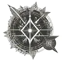 virgo pisces scorpio sagitarius sun and arrow tattoo design idea