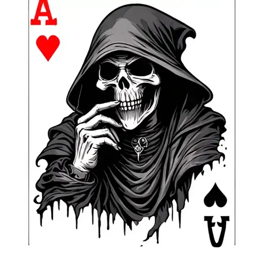 grim reaper with playing card tattoo design idea