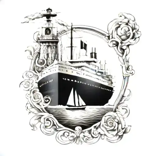 cruise ship travelling europe tattoo design idea