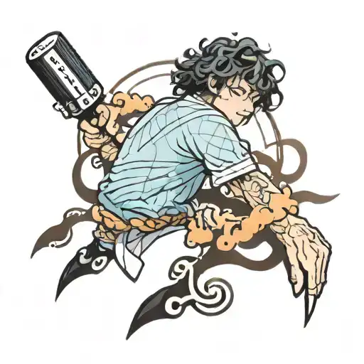 a curly massage therapist boy tattoo design idea